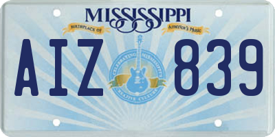 MS license plate AIZ839