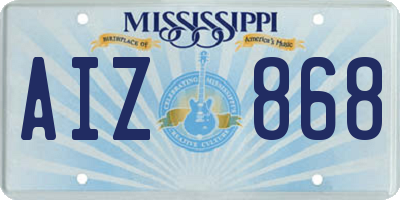 MS license plate AIZ868