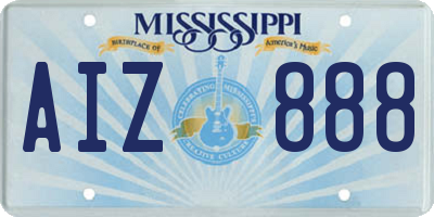 MS license plate AIZ888