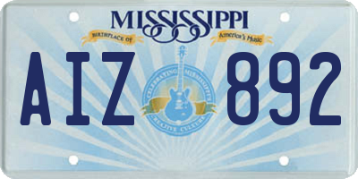 MS license plate AIZ892