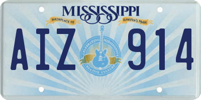 MS license plate AIZ914
