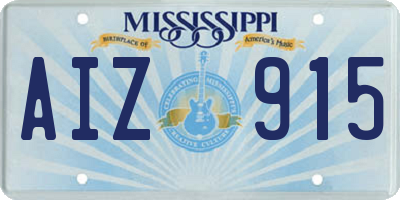 MS license plate AIZ915