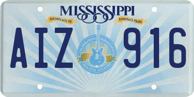 MS license plate AIZ916