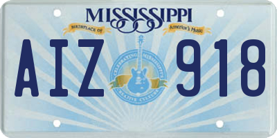MS license plate AIZ918