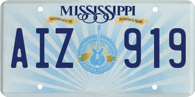 MS license plate AIZ919