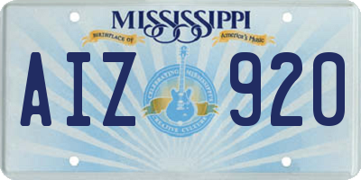 MS license plate AIZ920