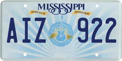 MS license plate AIZ922