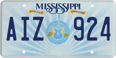 MS license plate AIZ924