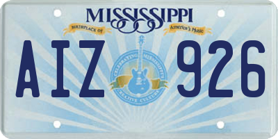 MS license plate AIZ926