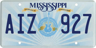MS license plate AIZ927