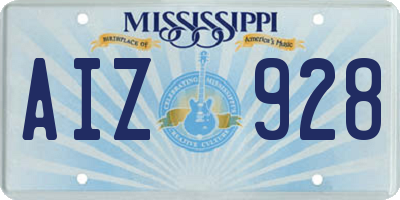 MS license plate AIZ928