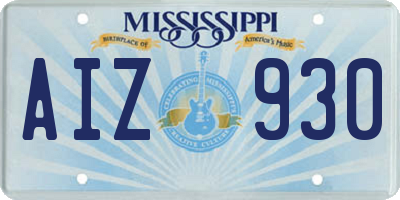 MS license plate AIZ930