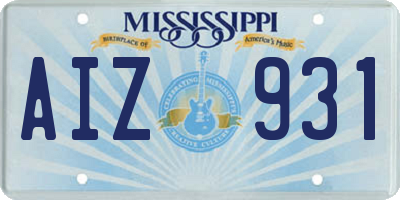 MS license plate AIZ931