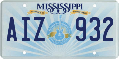 MS license plate AIZ932