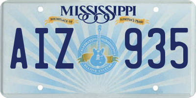 MS license plate AIZ935