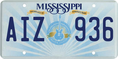 MS license plate AIZ936