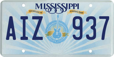MS license plate AIZ937