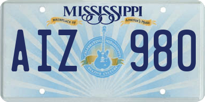 MS license plate AIZ980