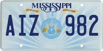 MS license plate AIZ982