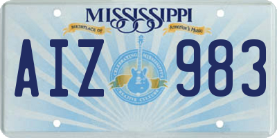 MS license plate AIZ983
