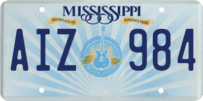 MS license plate AIZ984