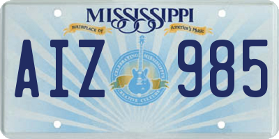 MS license plate AIZ985