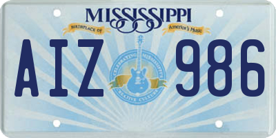 MS license plate AIZ986