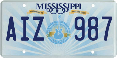 MS license plate AIZ987