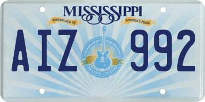 MS license plate AIZ992