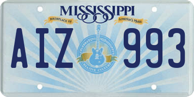 MS license plate AIZ993