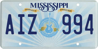 MS license plate AIZ994