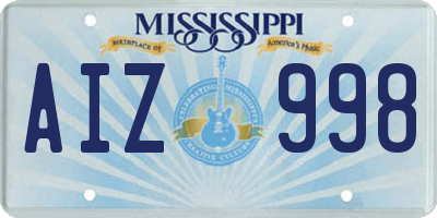 MS license plate AIZ998