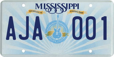MS license plate AJA001