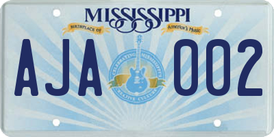 MS license plate AJA002