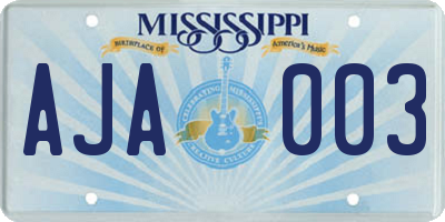 MS license plate AJA003