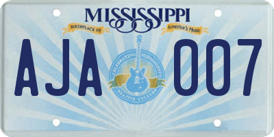 MS license plate AJA007