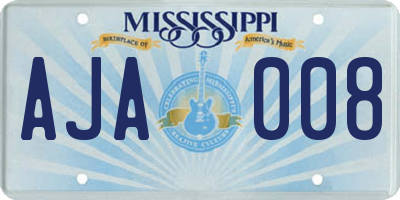 MS license plate AJA008