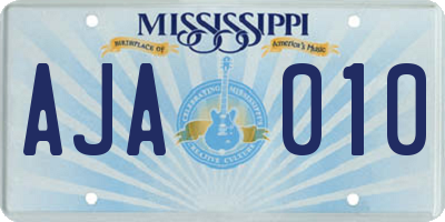 MS license plate AJA010