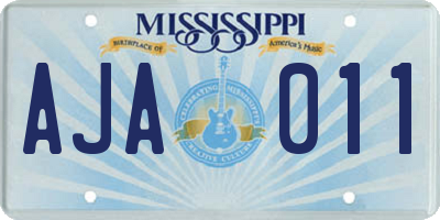 MS license plate AJA011
