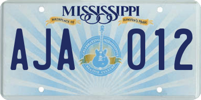 MS license plate AJA012