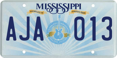 MS license plate AJA013