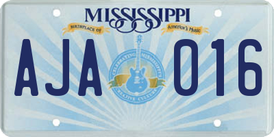 MS license plate AJA016