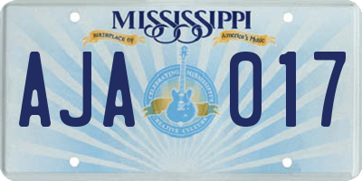 MS license plate AJA017