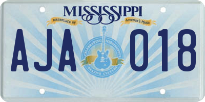 MS license plate AJA018