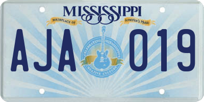 MS license plate AJA019