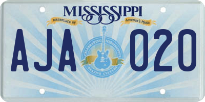 MS license plate AJA020