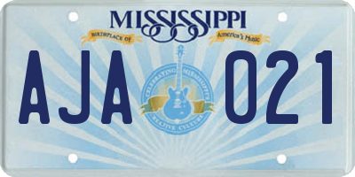 MS license plate AJA021