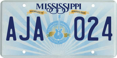 MS license plate AJA024