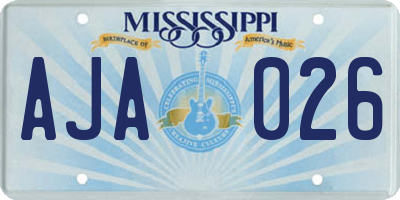 MS license plate AJA026