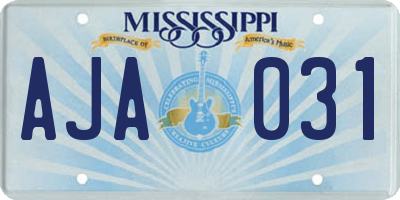 MS license plate AJA031
